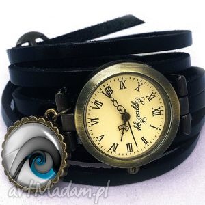ręcznie wykonane zegarki niebieski ślimak - zegarek / bransoletka na skórzanym