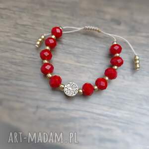 unikatart bransoletka czerwone korale drzewko szczęścia koralików