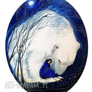 Bezpieczeństwo obraz akrylowy na płótnie owalnym 50x40cm artystki