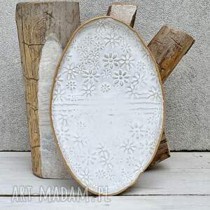 ceramiczna deska do serów, biała ceramika w kwiaty, prezent pod choninkę