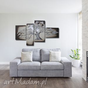ręcznie malowany obraz bonsai beż - 120x70cm