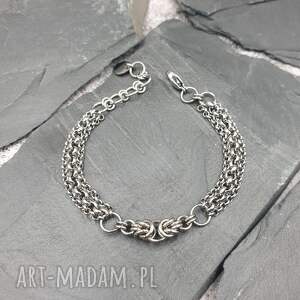 omnis lapis bransoletka chainmaille - łańcuchy 2, stal szlachetna