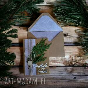 handmade pomysł na upominek świąteczny kartka świąteczna z pasującą kopertą