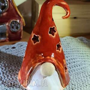 krasnal ceramiczny lampion _22, ozdoba bożenarodzenie