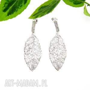 kolczyki liście l8 - srebro 925, biżuteria srebrna prezent