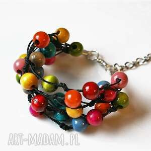 handmade bransoletka kolorowe drewno