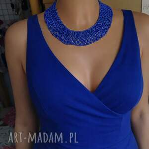 naszyjnik krywulka ażurowy splot kobalt kolorowa bizuteria unikat, unikat butik