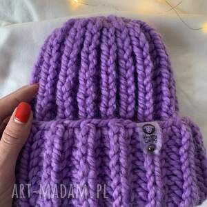 ręcznie wykonane czapki czapka big happy fiolet handmade