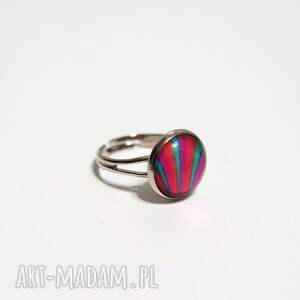 pierścionek - kolorowe pasy 12 mm, regulowany niej dziewczynki