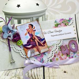 scrapbooking kartki kartka na 40 urodziny - pin up girl, urodzinowa