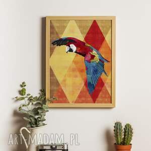 plakat - papuga A4, 21 x 29 cm do pokoju, wystrój wnętrza