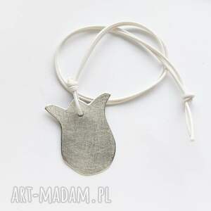 Wisiorek Kwiat zmatowiony z alpaki - ręcznie wykonany handmade