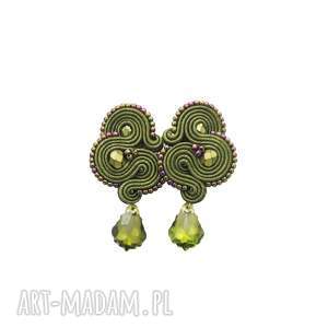 kolczyki femidi olivine soutache sutasz, stylowe, rękodzieło, kobiecie oliwka