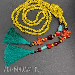 Naszyjnik Długi Sznur Fantazyjny Masa Perłowa Z Chwostami