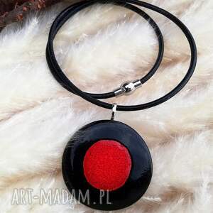handmade naszyjniki nowoczesny naszyjnik czarno-czerwony wisiorek artystyczna modern