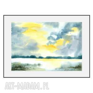 ajan art akwarela zima, malowana ręcznie, format A4 pejzaż