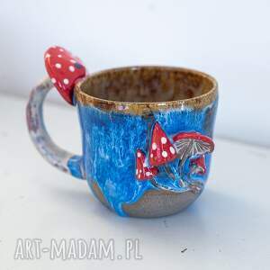 Prezent Duży kubek z Muchomorem handmade | Lava blue| ok 430 ml