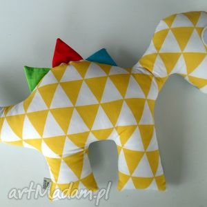 handmade maskotki mega dino szaro - żółty