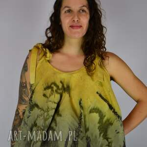 Barwiona roślinami, ręcznie robiona Dzika Bluzka Słoneczna Łąka