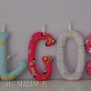 literki szyte imię małgosia ozdoba pokoju - pinezka dla dziecka pokoik