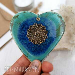 duże ceramiczne serce - laguna turkusowe ozdoby, ozdoby choinkowe dekoracje