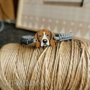 bransoletka beagle, ręcznie malowana pies, drewno naturalne