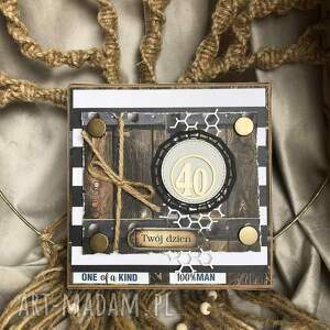 scrapbooking kartki męska kartka w pudełku 40 - stka, życzenia, personalizacja