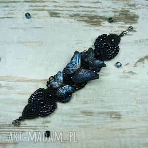 ręczne wykonanie bransoletka czarne motyle - makrama