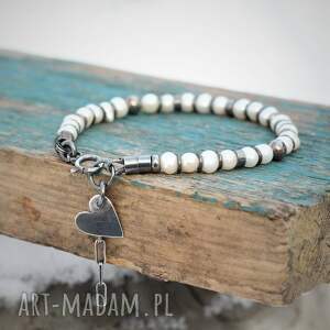 magdalena markowicz perełki z sercem ii, perły, perły i srebro, oksydowane