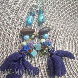 klipsy chwosty pompony, folk, damskie, etno, boho, frida