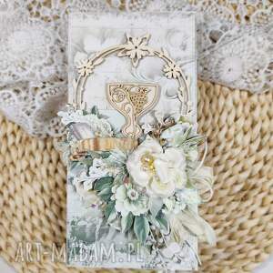 Prezent Kartka komunijna, ręcznie robiona, pamiątka