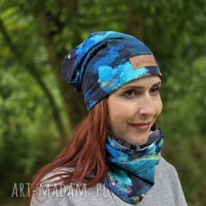 Kolorowa bawełna, czapka, beanie