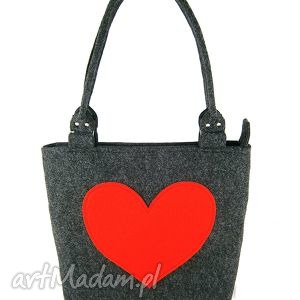 handmade na ramię anthracite and red heart