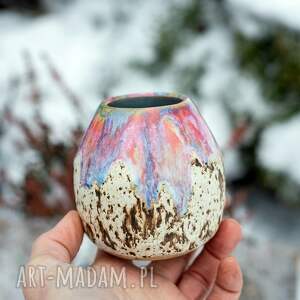 handmade ceramika ceramiczne naczynie do yerba mate/ plamisty róż / matero ceramiczne
