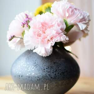 handmade wazony wazon kulisty ceramiczny srebrny rustykalny