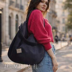 Zamszowa duża Czarna, worek, torba hobo
