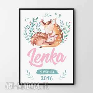 plakat obrazmetryczka sarenki 50x70 cm b2 - dziecko, grafika