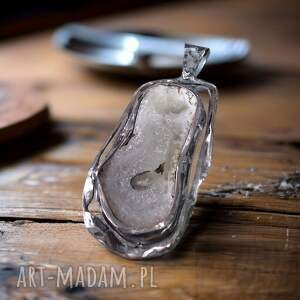 Artystyczny wisior z agatem druzy, duże wisiory, naszyjnik