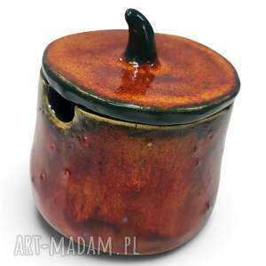 Ceramiczna cukiernica handmade do cukru - jesienne kolory