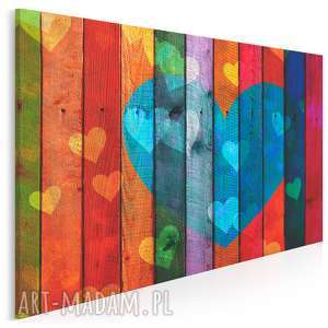 obraz na płótnie - serca drewno kolorowy - 120x80 cm (76801)