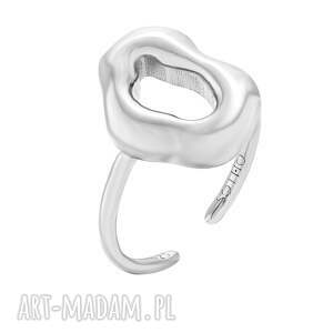 srebrny balonowy pierścionek, elegancki delikatny