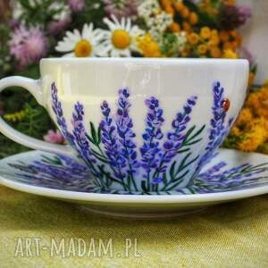 Prezent NA ZAMÓWIENIE Ręcznie malowany zestaw filiżanka ze spodkiem
