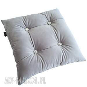 Poduszka dekoracyjna glamour gładka welurowa jasny szary