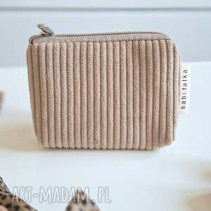 Sztruksowy portfelik card holder Beżowy, etui na karty