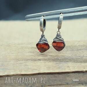 018, granat, wiszące kolczyki