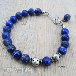 handmade gwiazdki z lapis lazuli - bransoletka