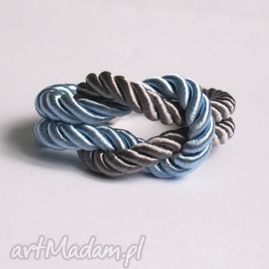 ręcznie zrobione błękitno - szara bransoletka sailor knot