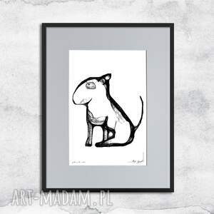 Prezent z ramą - nr 109, czarno biała, grafika - psem