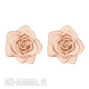z różowego złota, kolczyki, róże, sztyfty, pozłacane