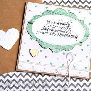 kartki kartka ślubna: handmade:: green hearts